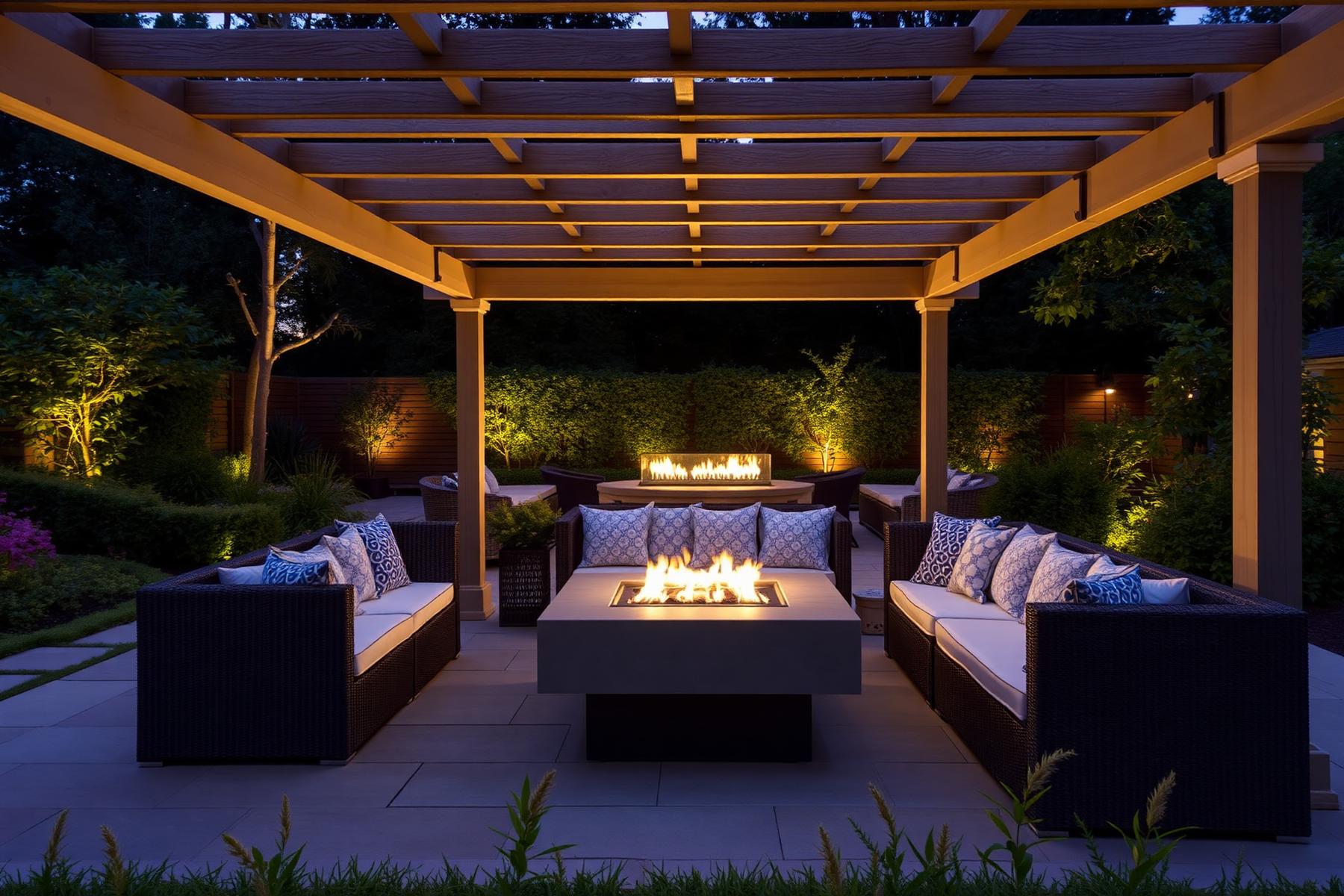 Luxury London garden at dusk